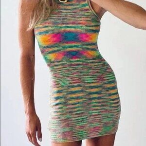 Verge Girl Thanne on the horizon rainbow knit mini dress size S